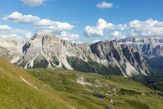 Summer Dolimites Alps high mountains panoramic view. High quality photo