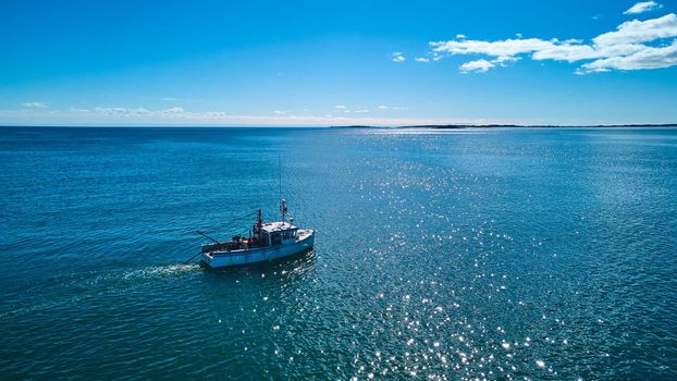 Image of Fishing boat for lobster and clams on Maine ocean