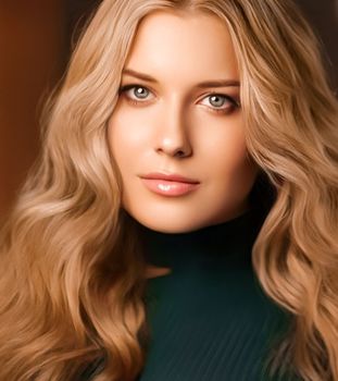 Hairstyle, beauty and hair care, beautiful woman with long healthy hair, blonde model wearing natural makeup, glamour portrait for hair salon and haircare brand