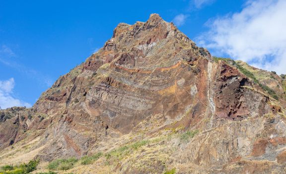 colorful rock cut beautiful mountains of Madeira. High quality photo