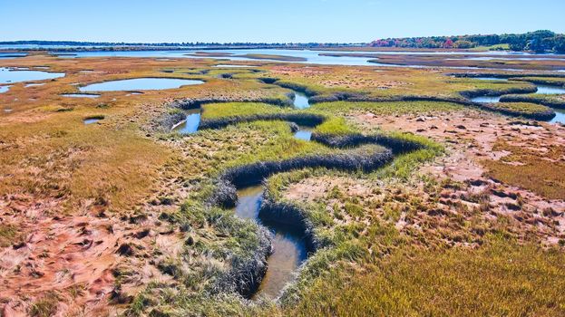 Image of Winding creek zigs and zags through marshes of Maine