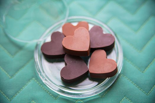 chocolate candy in the shape of a heart on a plate