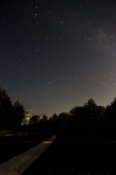 Night starry sky in mountains. High quality photo