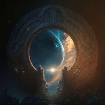A beautiful portal to another world, a transition to another space, a portal between worlds. High quality illustration