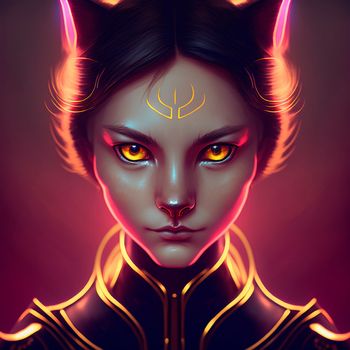 Cat girl in armor. High quality illustration