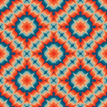 Retro kaleidoscope pattern in the style of the 70s and 60s. Geometric vintage pattern