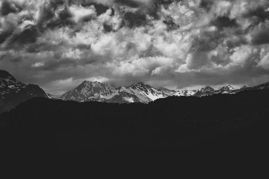 Fabulous magnificent view of Caucasus Mountains and sky. High quality photo