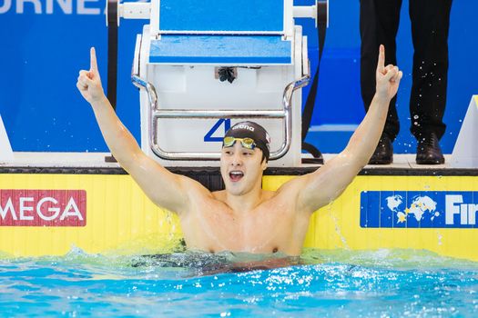 MELBOURNE, AUSTRALIA - DECEMBER 16: Daiya SETO (JPN) wins the Men's 200m Breaststroke final at the 2022 FINA World Short Course Swimming Championships at Melbourne Sports and Aquatic Centre on December 16, 2022 in Melbourne, Australia