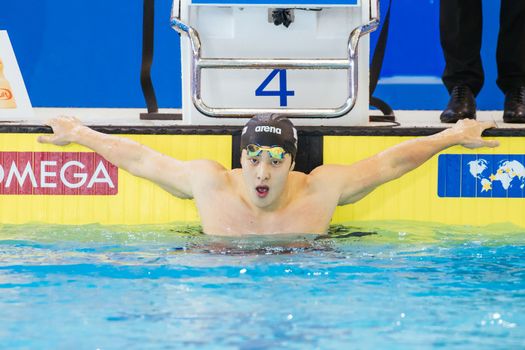 MELBOURNE, AUSTRALIA - DECEMBER 16: Daiya SETO (JPN) wins the Men's 200m Breaststroke final at the 2022 FINA World Short Course Swimming Championships at Melbourne Sports and Aquatic Centre on December 16, 2022 in Melbourne, Australia