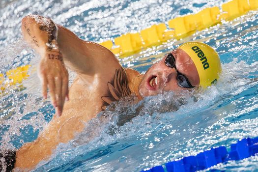 MELBOURNE, AUSTRALIA - DECEMBER 16: Kyle CHALMERS (AUS) during the Men's 4x200m Freestyle final on day four of the 2022 FINA World Short Course Swimming Championships at Melbourne Sports and Aquatic Centre on December 16, 2022 in Melbourne, Australia