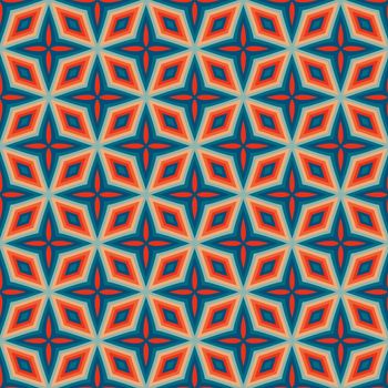 Retro kaleidoscope pattern in the style of the 70s and 60s. Geometric vintage pattern