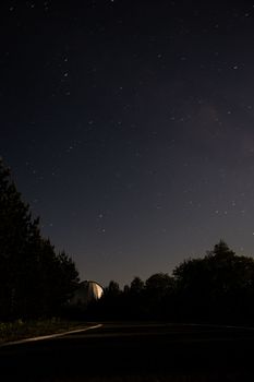 Night starry sky in mountains. High quality photo