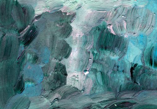 Picturesque Blue gray acrylic painting texture. Hand painted Green gray background