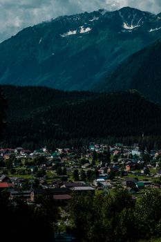 Magnificent view of village in mountains. High quality photo