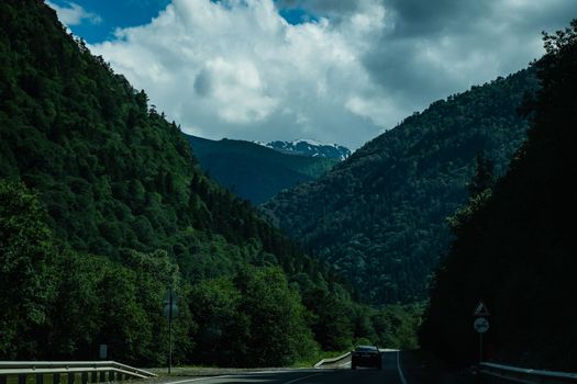 Picturesque road to mountains. High quality photo