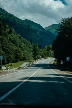 Picturesque road to mountains. High quality photo