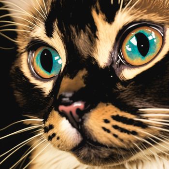 Colorful illustration of a cat's face. High quality illustration