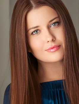 Beauty and femininity, beautiful woman with long hairstyle, natural portrait closeup