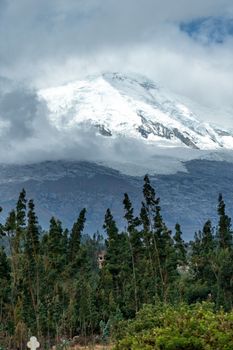 the highest mountain of Peru Huascaran in the Cordillera Blanca mountain range in the Yungay province. 