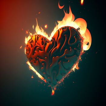 A heart in flames. High quality illustration