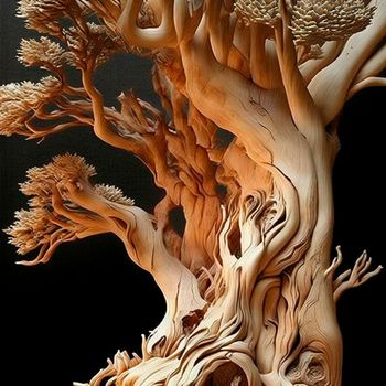 a mock-up of a tree carved out of wood. High quality illustration