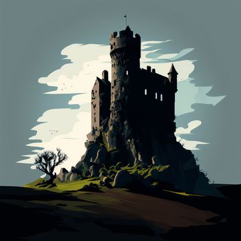 Cartoon image of the castle. High quality illustration