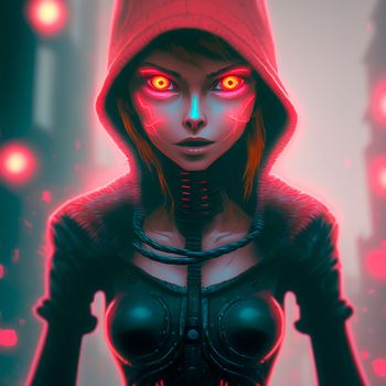 Mysterious girl with red eyes. High quality illustration