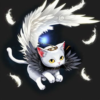 Angel cat with wings. High quality illustration
