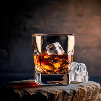 Whiskey on the rocks. High quality illustration