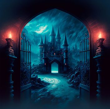 Scary Gothic gates in the style of fantasy. High quality illustration