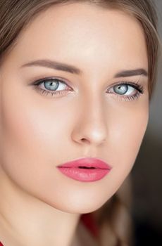 Beauty, makeup and skincare, face portrait of beautiful woman with braided hairstyle and natural make-up and perfect skin for luxury wellness cosmetics, fashion look and glamour style