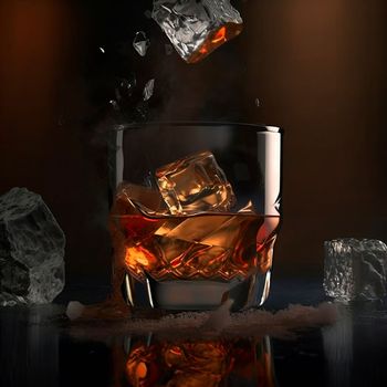 Whiskey on the rocks. High quality illustration