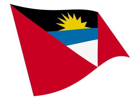 An Antigua and Barbuda waving flag 3d illustration isolated on white with clipping path