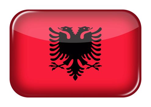 An Albania web icon rectangle button with clipping path 3d illustration