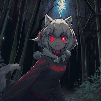 Girl with red eyes in anime style . High quality illustration