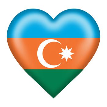 An Azerbaijan flag heart button isolated on white with clipping path 3d illustration