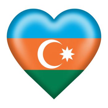 An Azerbaijan flag heart button isolated on white with clipping path 3d illustration