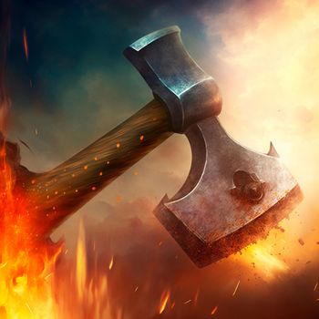 Battle Axe on fire. High quality photo