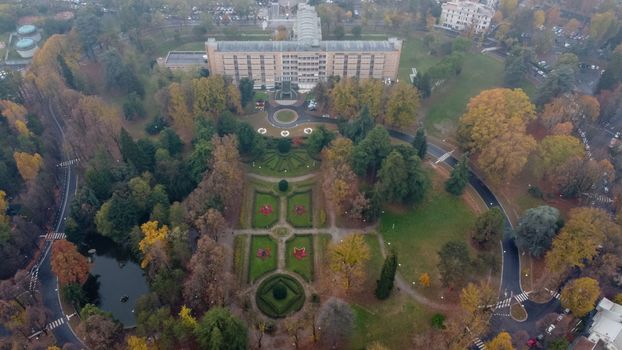 Salsomaggiore terme town oanorama drone view