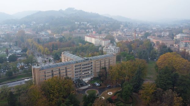 Salsomaggiore terme town oanorama drone view