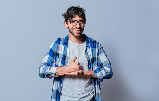 Person gesturing help with hands in sign language, Young man showing help gesture with hands in sign language. Interpreter man gesturing help with hands in sign language