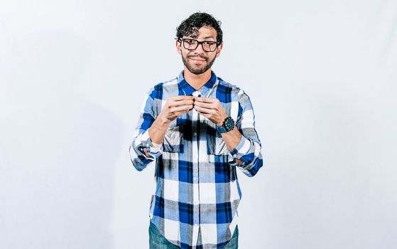 People gesturing MORE in sign language isolated. Gesticulation of MORE in sign language. Deaf and dumb person gesturing MORE in sign language. Nonverbal communication concept