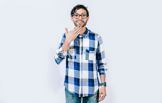 People gesturing THANK YOU in sign language isolated. Deaf and dumb person gesturing THANK YOU in sign language. Gesticulation of THANKS in sign language. Nonverbal communication concept
