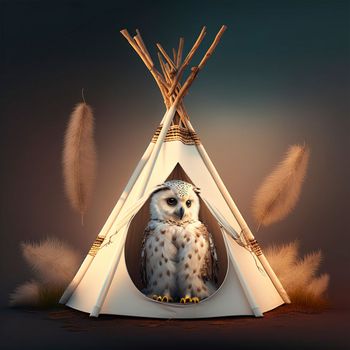Light owl on tippi background. High quality illustration
