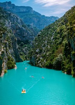 Gorges du verdon,Verdon Gorge at lake of Sainte Croix, Provence, France,Provence Alpes Cote Azur.