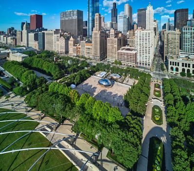 Image of Looking over The Bean Cloud Gate in Chicago at Millennium Park