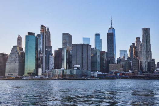 Image of New York City skyline along water viewed from Brooklyn