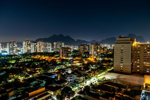 night panorama of the city of Rio de Janeiro from a bird's eye view. 