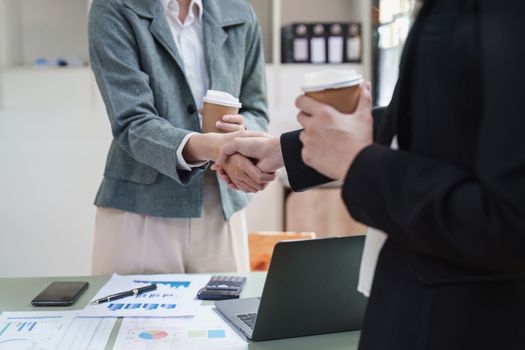Business people handshake with business partners. Successful business concept. shaking hand after deal concept.