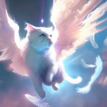 Angel cat with wings. High quality illustration